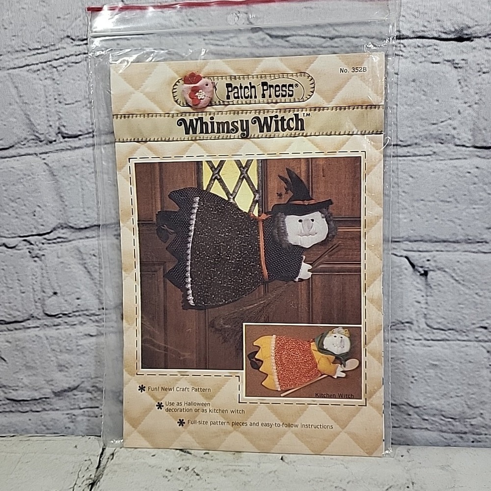 Vintage 1980 Patch Press Whimsy Witch Pattern 352B Crafts Sewing Halloween New